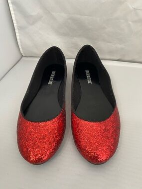 LOWER EAST SIDE Red Glitter Ballet Flats